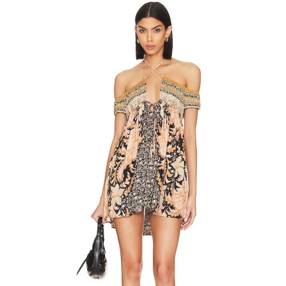 NEW Free People Bali Mariposa Slip Dress In Black Combo - Picture 10 of 15